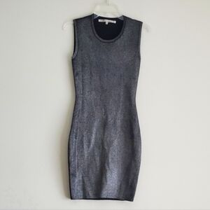RACHEL RACHEL ROY GREY BLACK ROUND NECK METALLIC DRESS..SIZE S